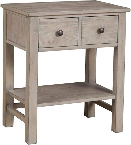 Unknown1 Alpine Classic Wood 2 Drawer Nightstand in Natural Gray Grey Transitional Pine | Amazon (US)