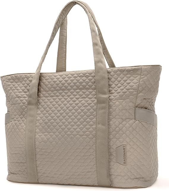 BAGSMART Crush Tote Bag for Women, 20L Puffer Work Tote with Zipper, Travel Essentials Quilted Nu... | Amazon (US)