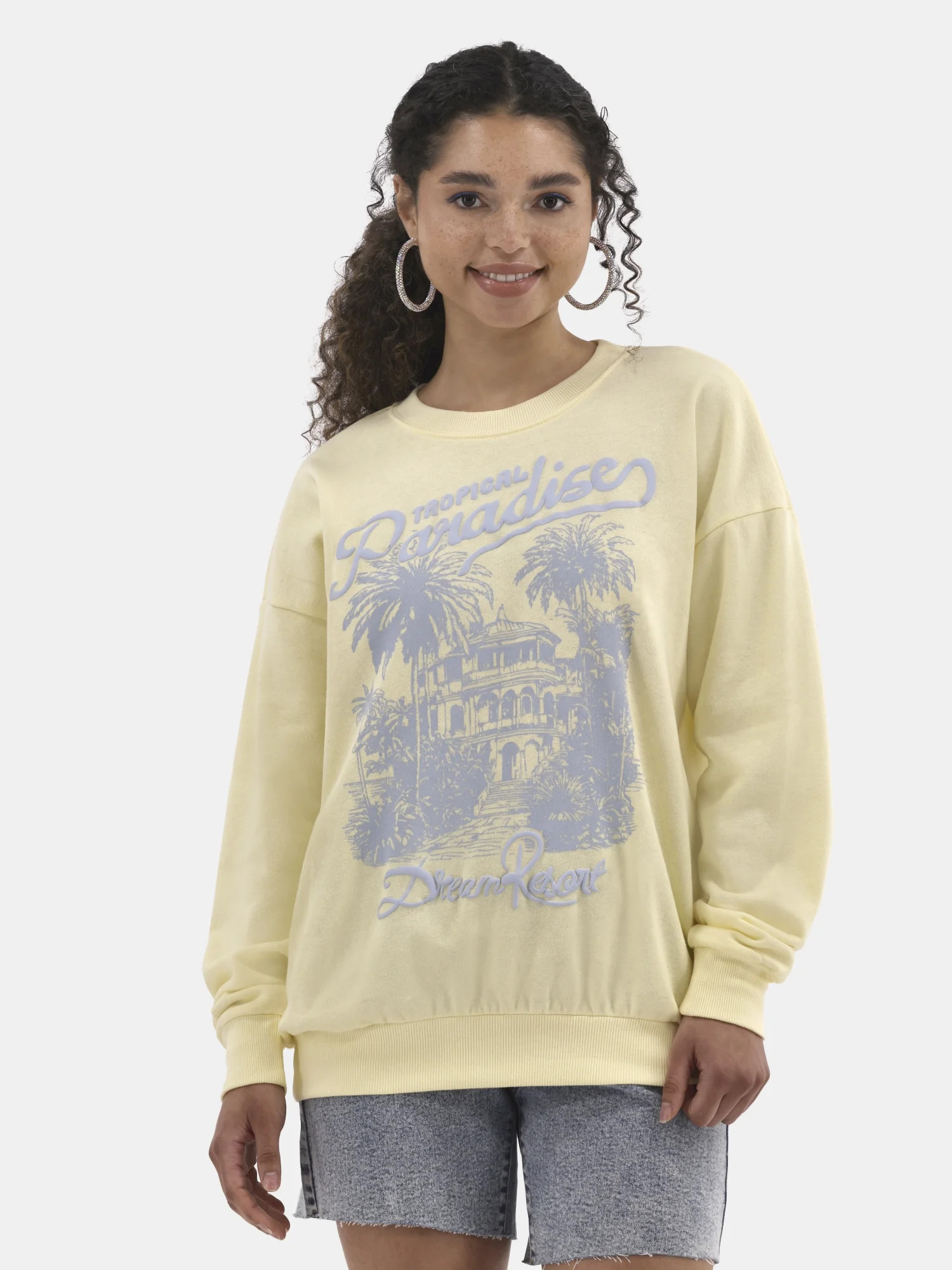 No Boundaries Oversized Graphic Crewneck Sweatshirt, Women's | Walmart (US)