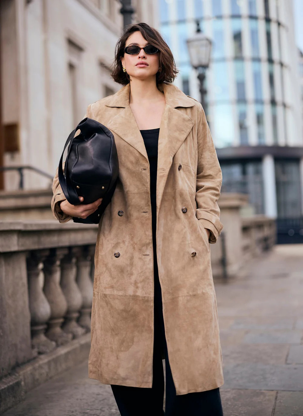 Neutral Suede Trench Coat | Mint Velvet