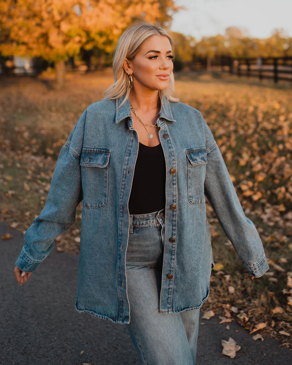 Centinela Oversized Denim Utility Button Down Top | VICI