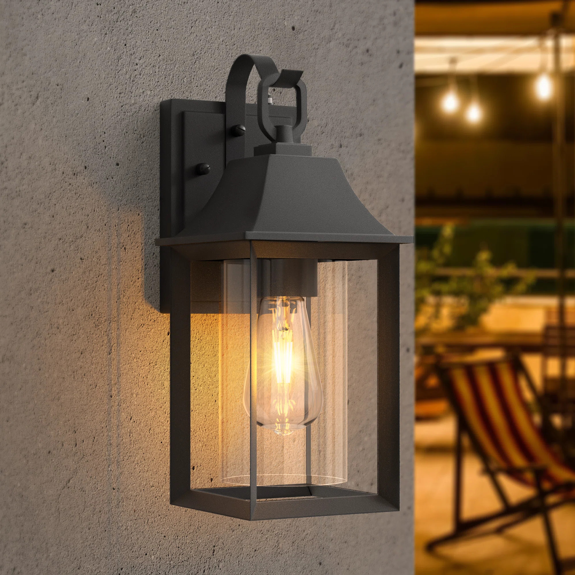 Mozingo 1 - Light 13.78''H Black Iron ETL Outdoor Wall Lantern with Dusk to Dawn | Wayfair North America