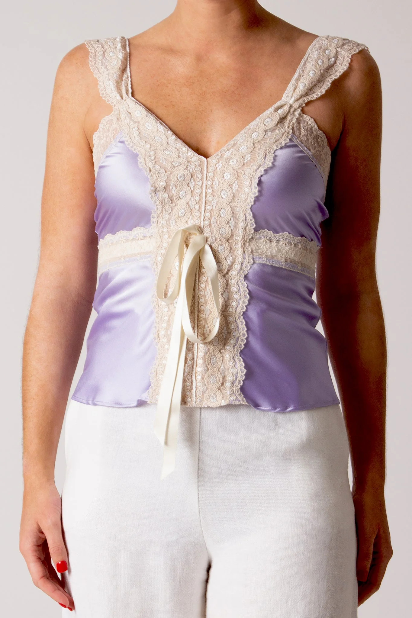 Stephanie Silk and Lace Cami - Lavender by Miguelina | Support HerStory