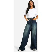 Womens The Tall Wide Leg Jean - Blue - 14, Blue | Boohoo.com (UK & IE)