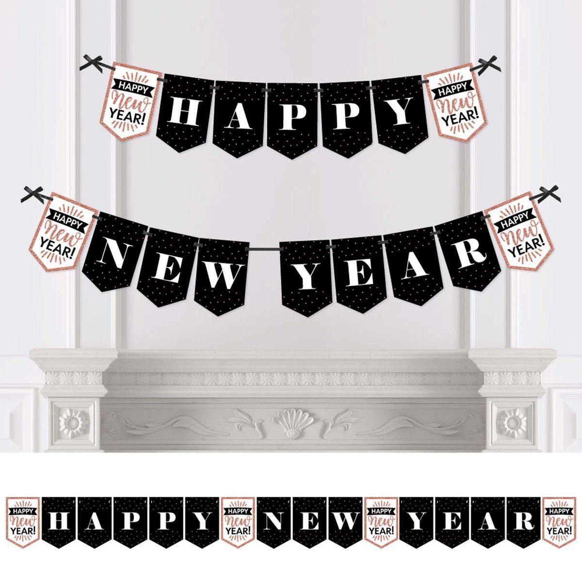 Big Dot of Happiness Rose Gold Happy New Year - New Year's Eve Party Bunting Banner - Party Decor... | Target