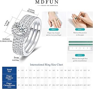 MDFUN Three-in-One Oval Halo Wedding Bands Set Engagement Rings 18K White Gold Plated Cubic Zirco... | Amazon (US)