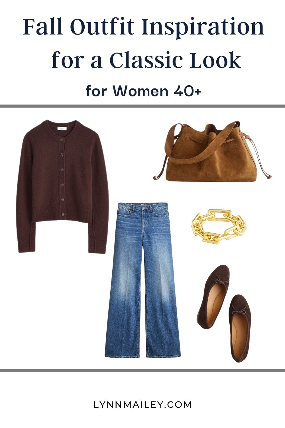 Trouser denim paired with a rich tone cardigan and gold jewelry. A chic full outfit idea that works from work to weekend for women over 40.

#LTKWorkwear #LTKStyleTip #LTKxMadewell