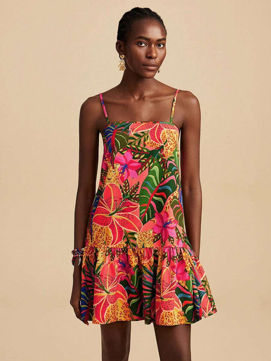 Travachic Tropical Print Slip Dress, Vacation Casual,Suitable For Summer,Summer Outfits For Women... | SHEIN