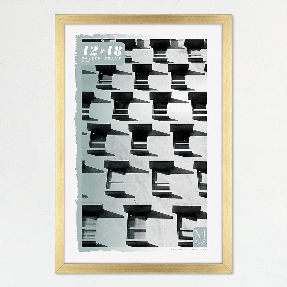 MCS Gallery Foundation Poster Frame, Picture Frame For Wall Art, Brass, 12 x 18 Inch, Single | Amazon (US)