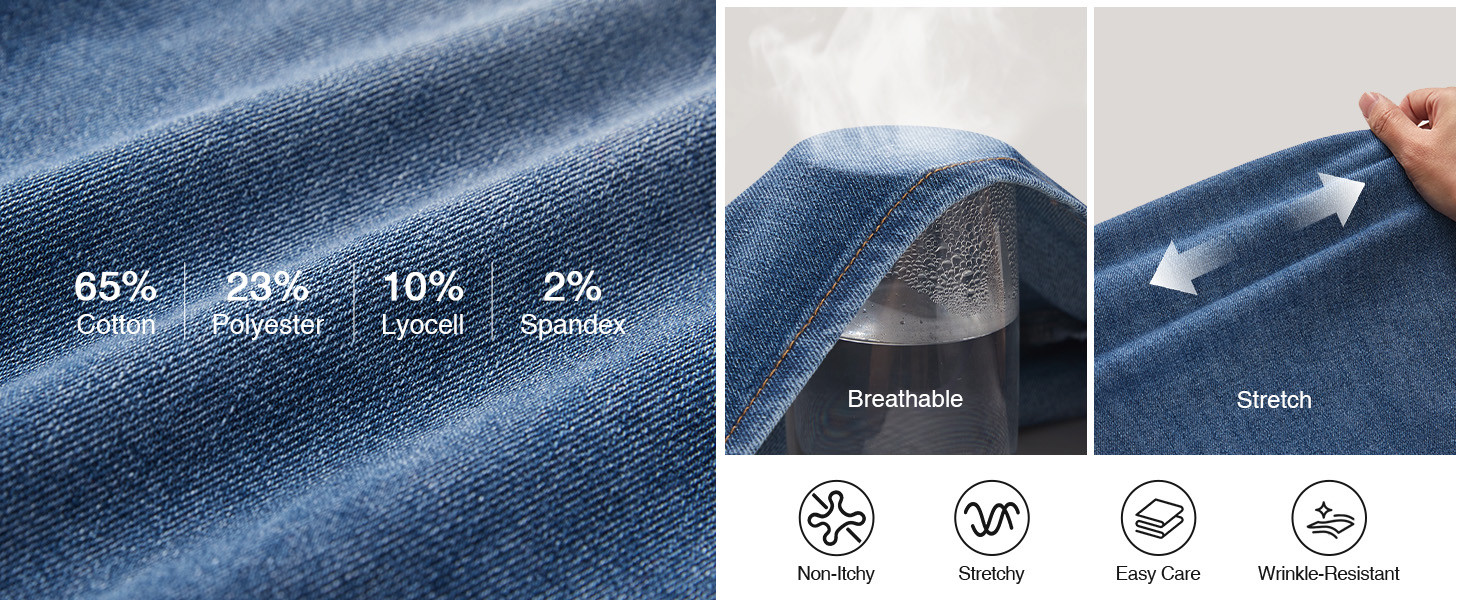 Arach&Cloz Womens Lyocell Cotton Denim Adjustable Waist Stretchy Wide Leg Jeans | Amazon (US)