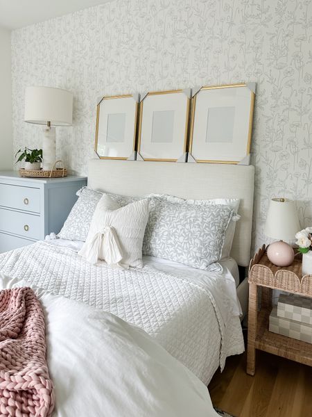 My daughters Blue and white for Wallpaper, blue and white floral pillow shams, rattan scalloped side table are all on sale! The 16 x 20“ gold gallery frames are also restocked on Amazon. Girls room idea, blue, white, and blush pink room design.

#LTKHome #LTKStyleTip #LTKSaleAlert