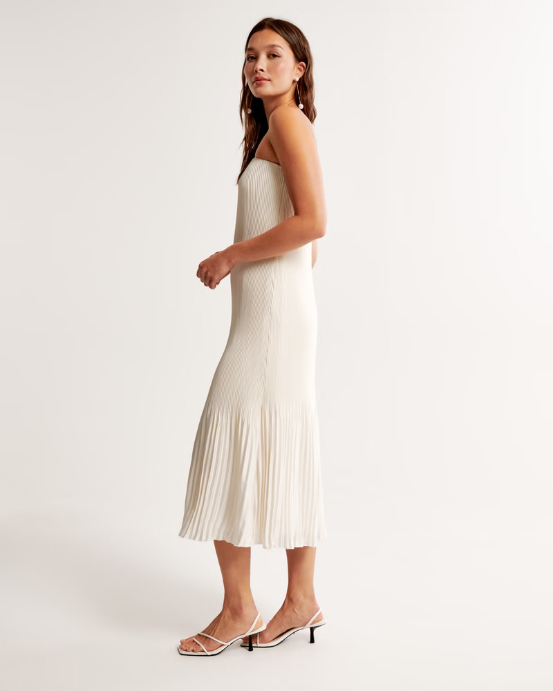 The A&F Giselle Pleat Release Midi Dress | Abercrombie & Fitch (US)