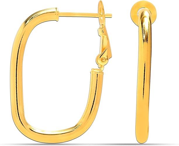 LeCalla Junky Jewel LARGE & MEDIUM Square & Rectangular Geometric Clutchless Hoop Earrings For Wo... | Amazon (US)