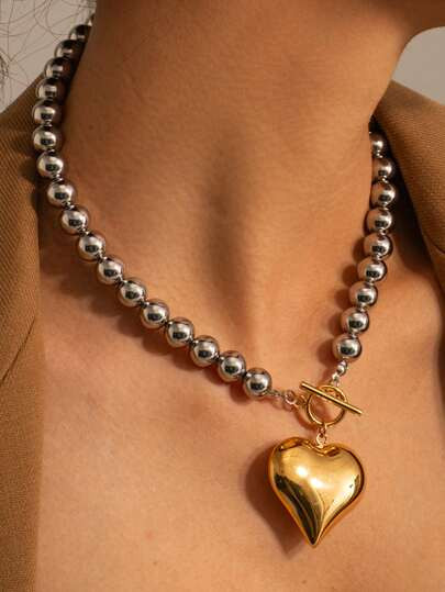 Uworld 1 pieza Collar clásico vintage chapado en oro de 18k con forma de corazón del amor, adec... | SHEIN