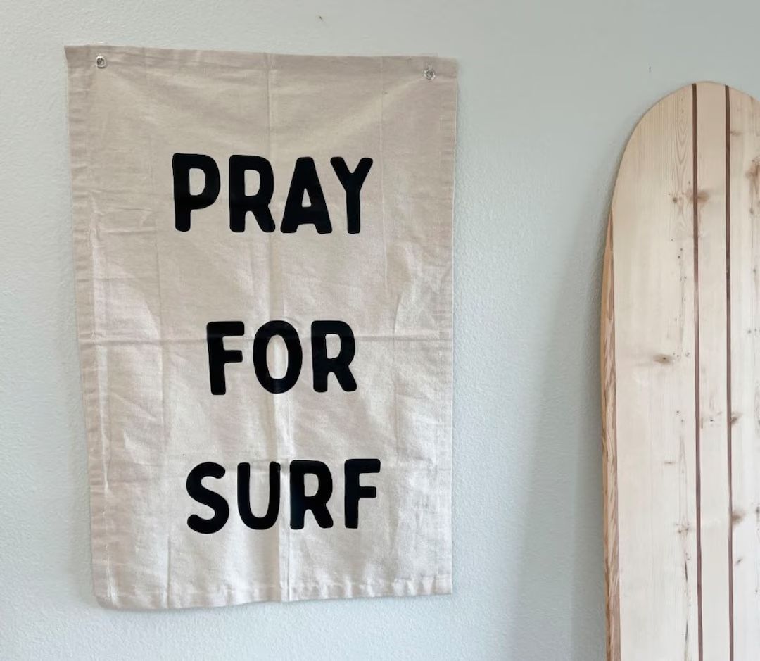 Large Pray for Surf, Nursery Wall Decor, Nursery Wall Hanging, Coastal Boy Room, Surf Quotes, Sur... | Etsy (US)