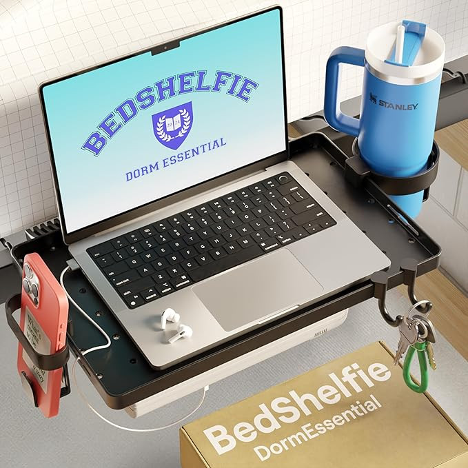 BedShelfie Bedside Shelf for College Dorm Room Bunk Bed & Top Bunk, College Dorm Room Essentials,... | Amazon (US)