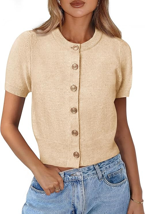 PRETTYGARDEN Womens Casual Summer Short Sleeve Cardigans 2025 Button Down Knitted Sweater Basic C... | Amazon (US)