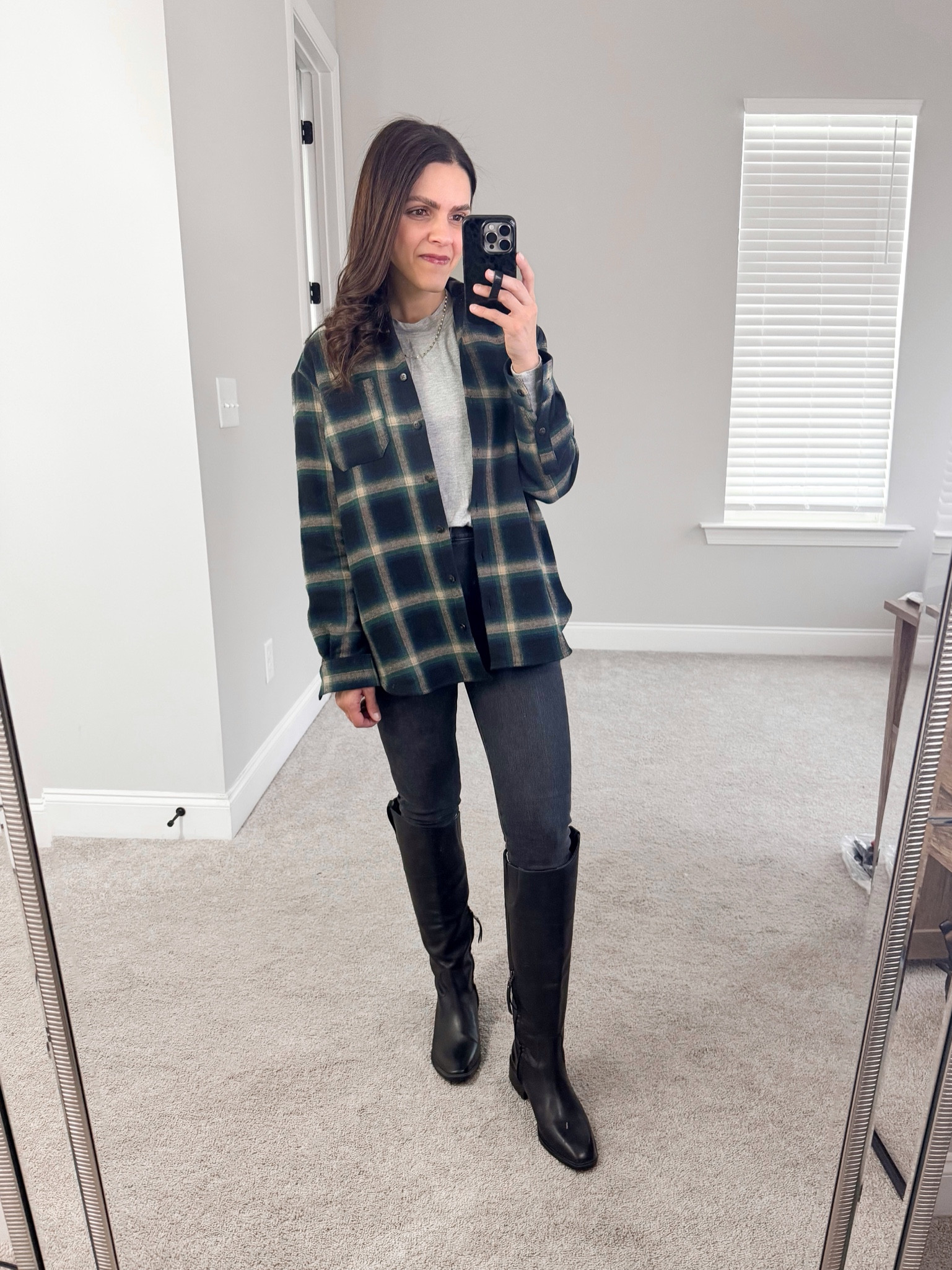 Winter outfit inspo - Daily look

Long sleeve tee bodysuit: linked similar
High rise skinny jean - black wash: linked similar 
Flannel button down - fits more like Shacket - tts 
Rider boot - fit tts 
Boot socks 

#LTKStyleTip