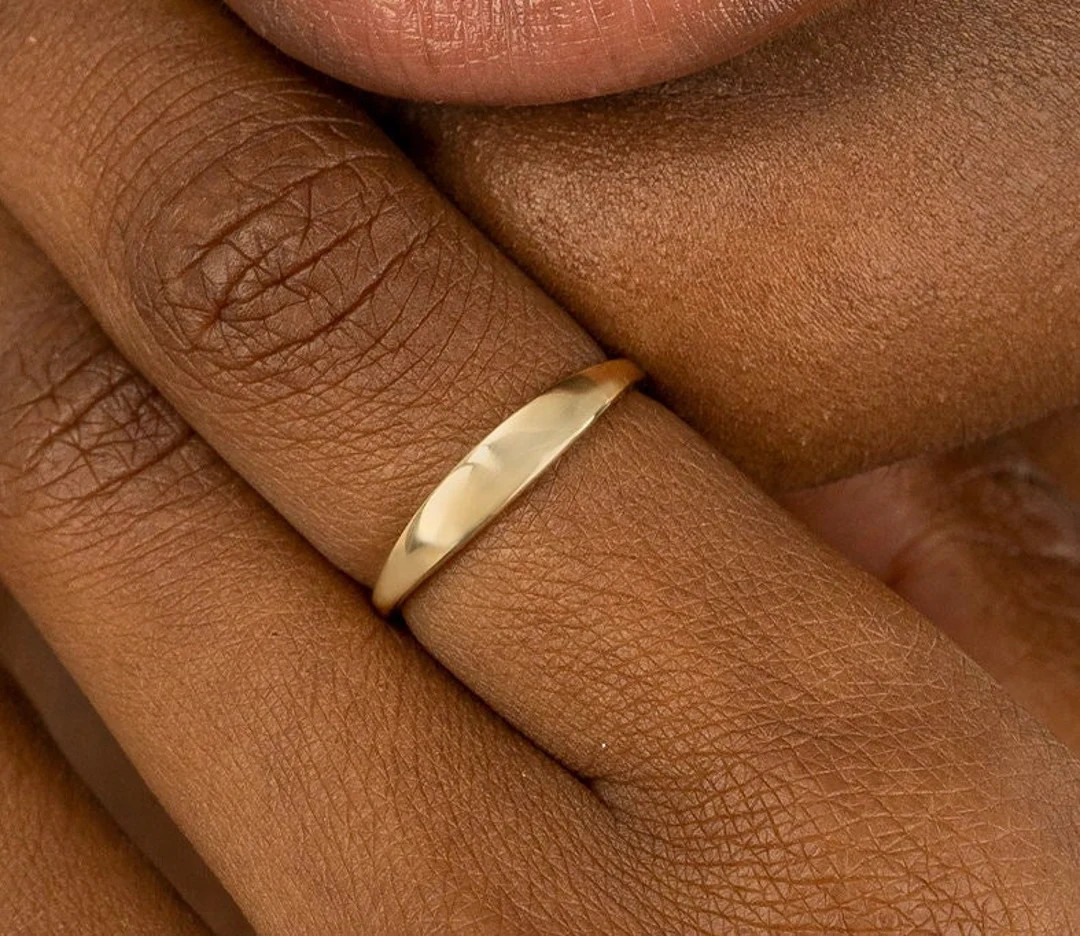 Minimalist Gold Ring, Simple Gold Ring, Dainty Gold Ring, 14k Gold Signet Ring, Rose, White, Yell... | Etsy (US)