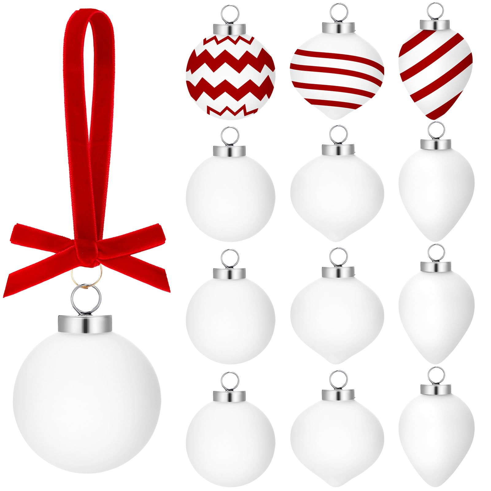 12 Sets 2.36" Christmas Ceramic to Paint Ball Ornament with Velvet Bow DIY Paintable Bisque Ornam... | Amazon (US)
