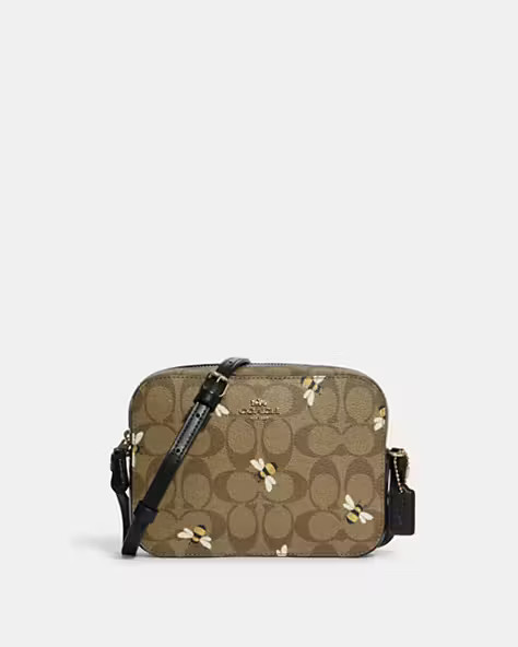 Mini Camera Bag In Signature Canvas With Bee Print | Coach Outlet US