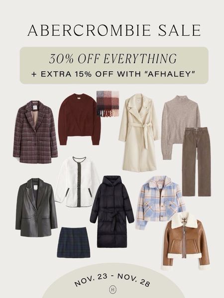 Abercrombie sale and i have a stackable discount code!!!!

30% off everything + code AFHALEY for an additional 15% off 🥹🥹🥹🥹🥹

(tell your friends!!!)

#abercrombie #abercrombiesale #abercrombiediscount #wintercoat #downjacket #leatherblazer #cashmeresweater #cutejacket #plaidminiskirt 

#LTKCyberweek #LTKSeasonal #LTKsalealert