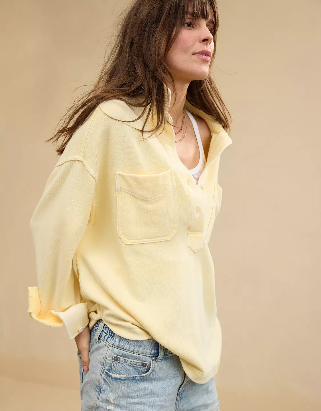 Aerie Popover Polo Sweatshirt | American Eagle Outfitters (US & CA)