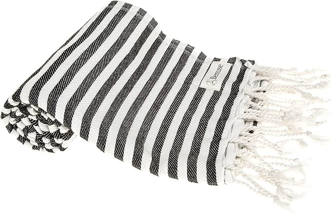 Bersuse 100% Cotton Malibu Turkish Towel - 37x70 Inches, Black | Amazon (US)
