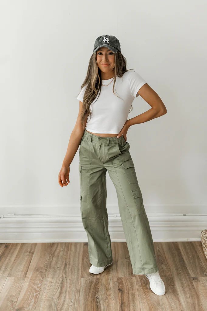 Trendy Girl Olive Cargo Pants | She Is Boutique