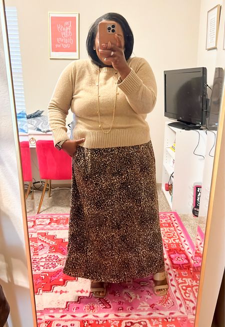 Wednesday outfit of the day for the office from Old Navy 💼

Size deets: 
Sweater - XL petite 
Leopard skirt - XL

Fall outfits / Fall fashion / Fall family photos / maxi skirt 

#LTKmidsize #LTKfindsunder50 #LTKworkwear