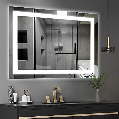 32 x 40 inch LED Bathroom Vanity Mirror, Wall Mounted + Defogger & Dimmable Touch Switch + Polish... | Amazon (US)