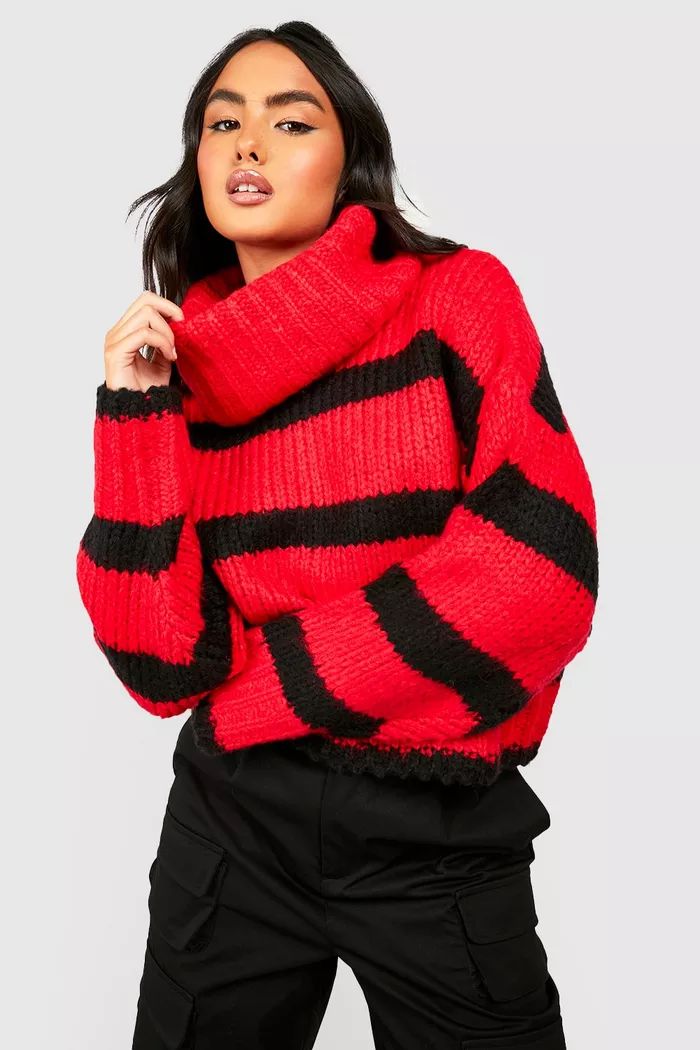 Chunky Stripe Crop Sweater | boohoo (US & Canada)