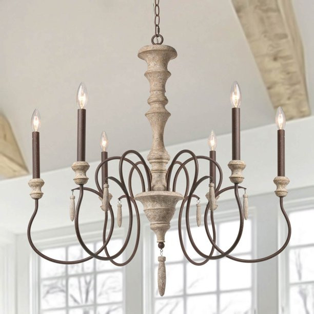 LNC French Country Wooden Chandelier Lighting Rustic Chandeliers 6-Light Pendant Lights | Walmart (US)