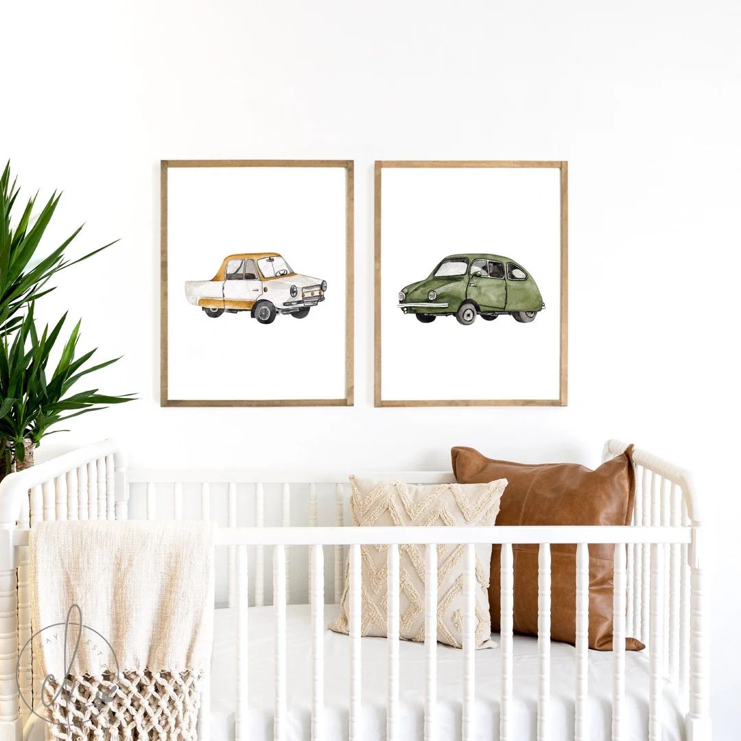 Boy Nursery Cars Art | Wood Framed Sign | Nursery Wall Decor | Nursery Wall Art | Boy Room Wall D... | Etsy (US)