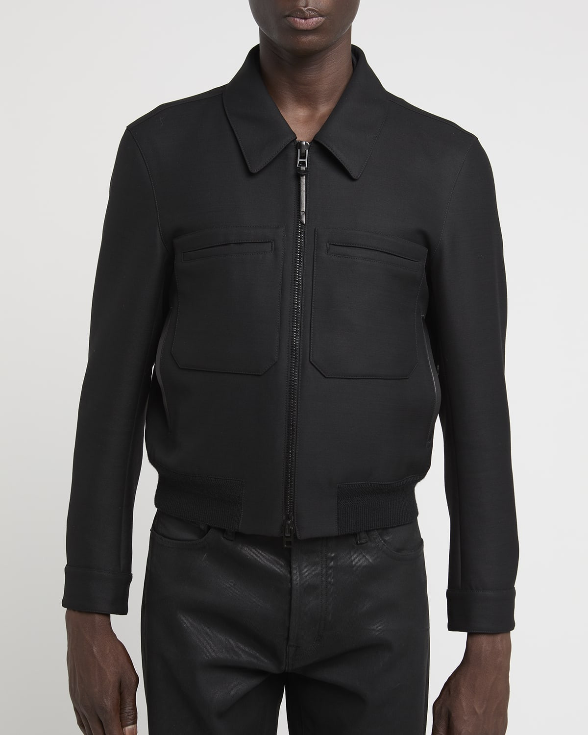 Men & apos;s Lacquered Wool Battle Jacket | Neiman Marcus