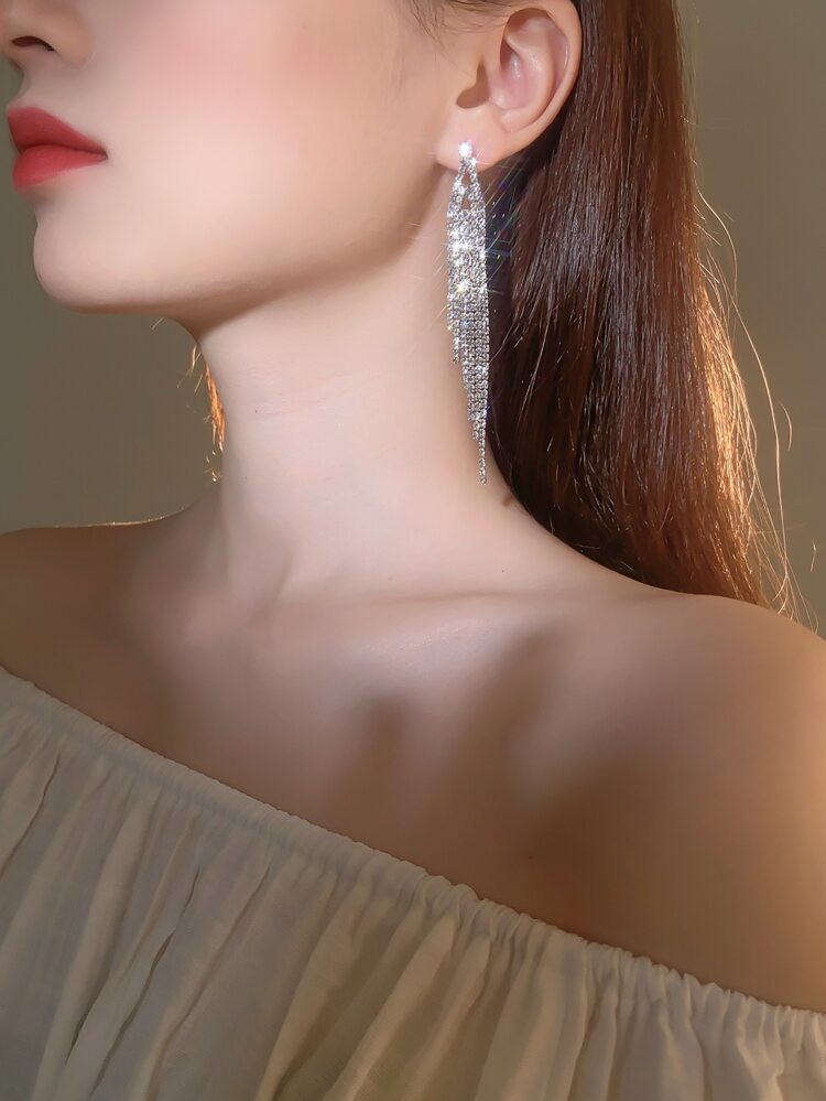 Rhinestone Tassel Drop Earrings | SHEIN