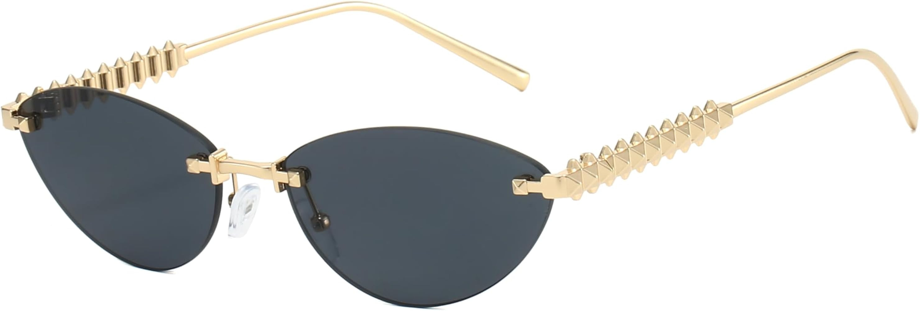 LJCZKA Retro Ovale Sonnenbrille f\u00fcr Damen Randlose Kleine Ovale Katzenauge Sonnenbrille 90er... | Amazon (DE)