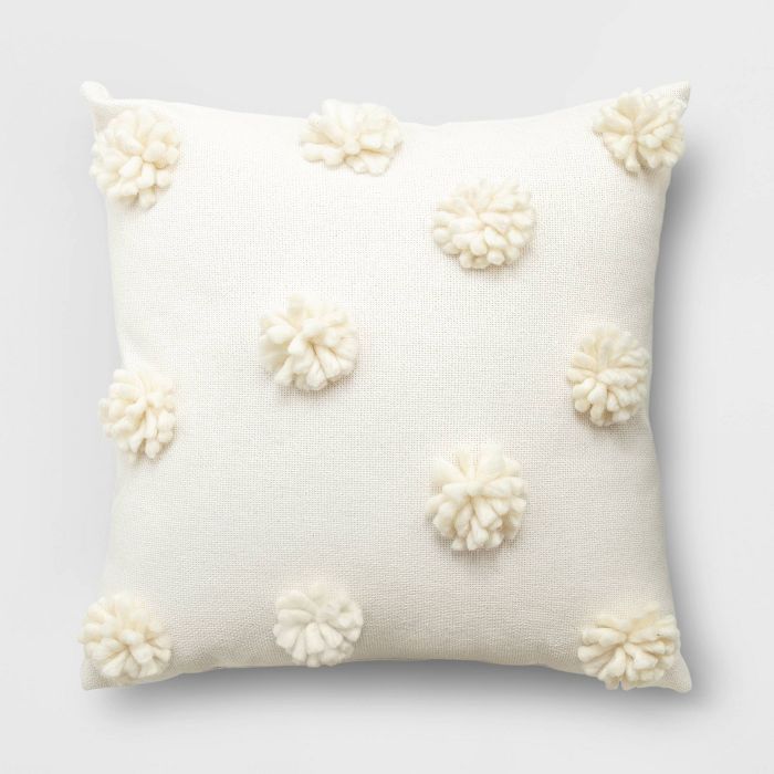 Pom-Pom Square Throw Pillow Cream - Opalhouse™ | Target