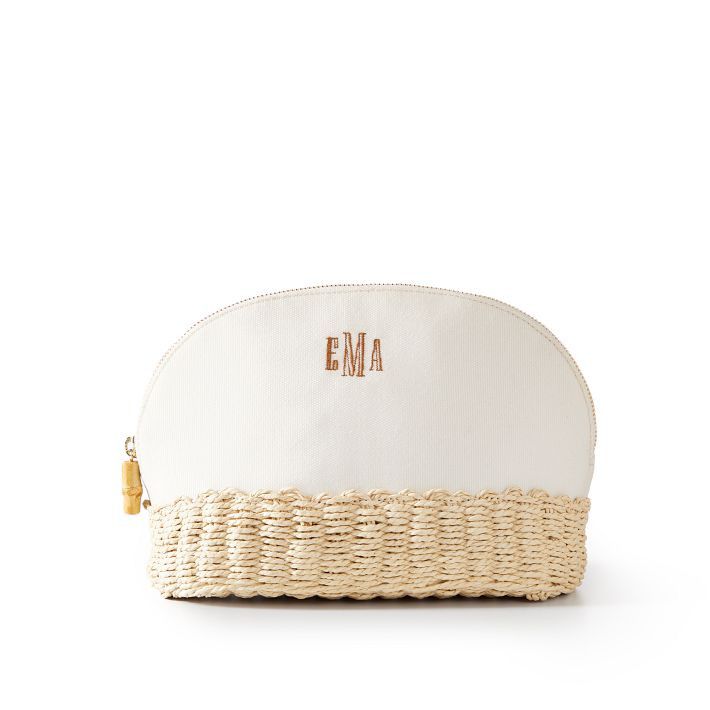Canvas and Raffia Travel Cosmetic Case | Mark and Graham