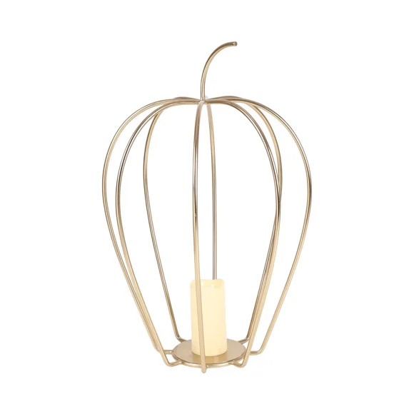 Gold Metal Pumpkin Lantern  Halloween Decoration, 26"H, by Way To Celebrate | Walmart (US)