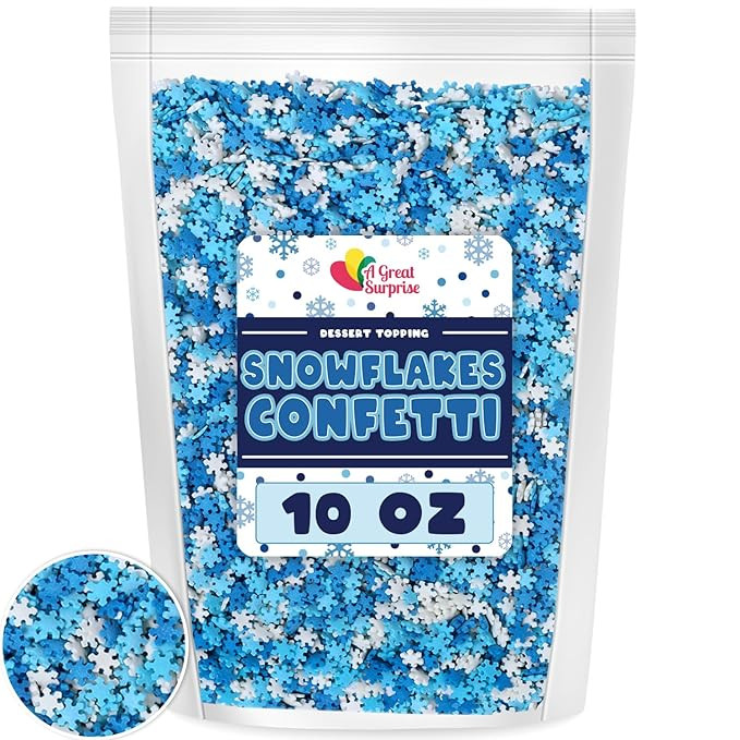 Snowflake Confetti - 10 ounces - Christmas Sprinkles - Winter Jimmies - Candy Dessert Toppings fo... | Amazon (US)