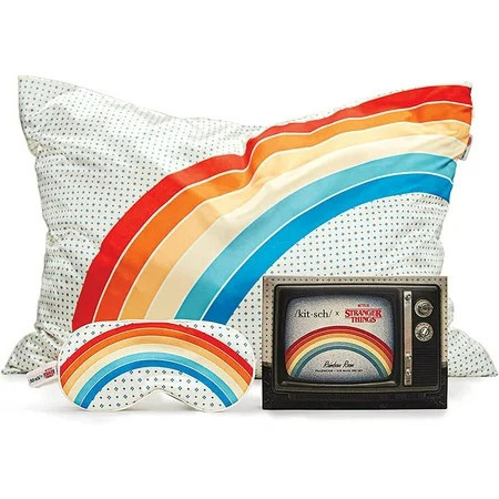 Kitsch Stranger Things Pillowcase 600 Thread Count Modern Rainbow Satin | Walmart (US)
