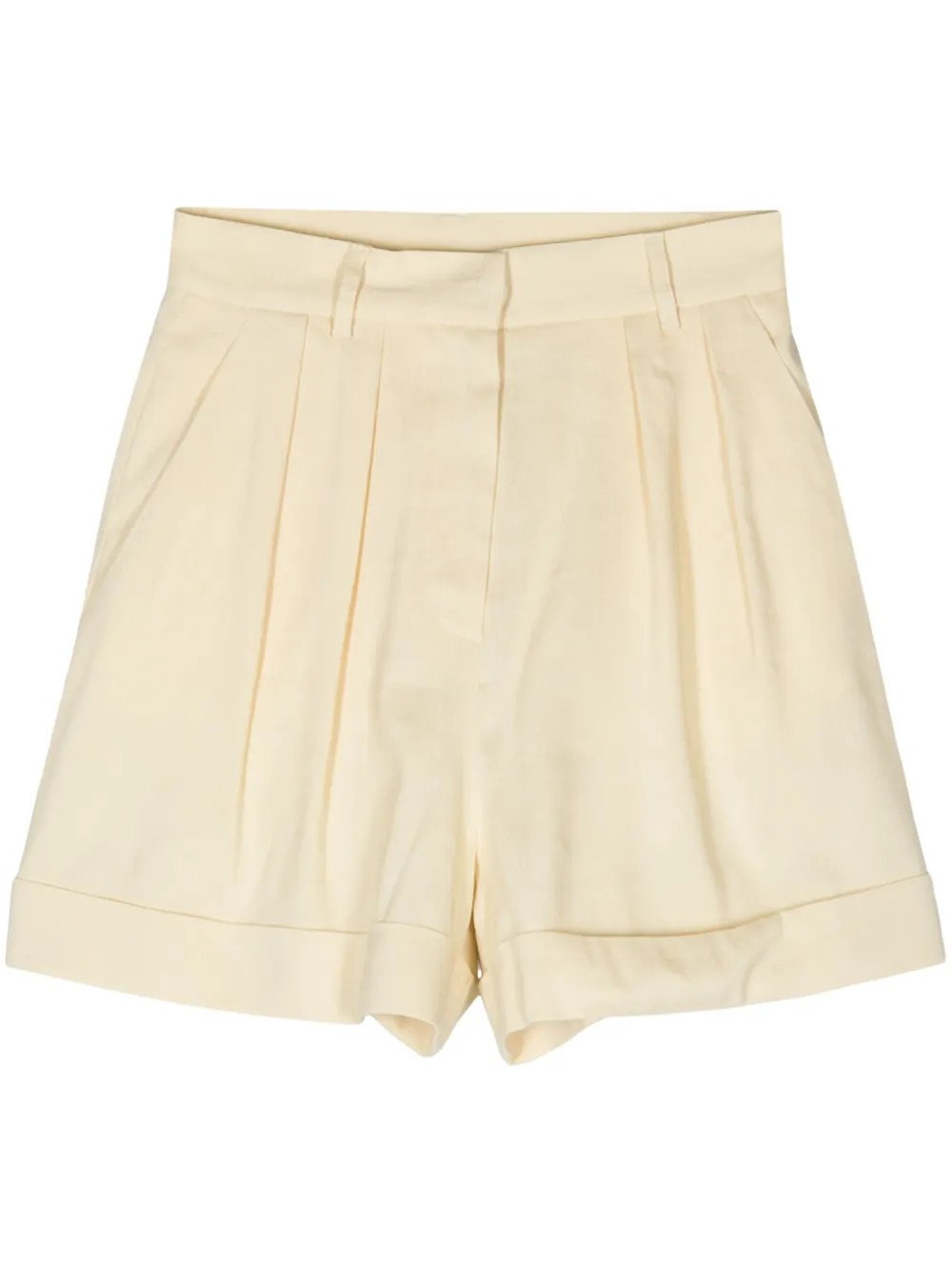THE ANDAMANE pleated linen-blend shorts - Yellow | Farfetch Global