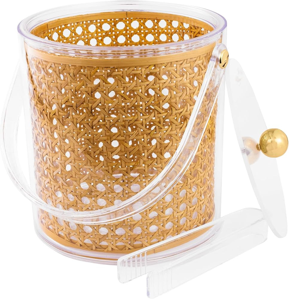 Lilly Pulitzer Ice Bucket with Tongs, Double Wall Ice Holder, Ice Container with Lid, Plastic Ice... | Amazon (US)