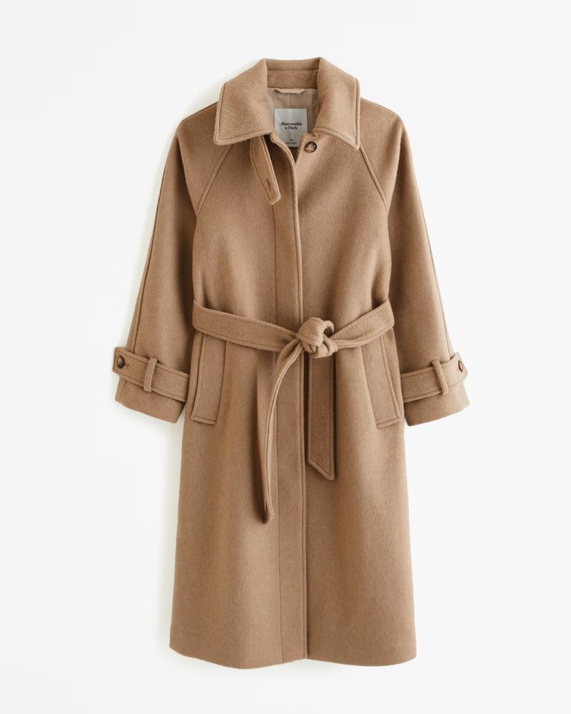 Wool-Blend Funnel Neck Coat | Abercrombie & Fitch (US)