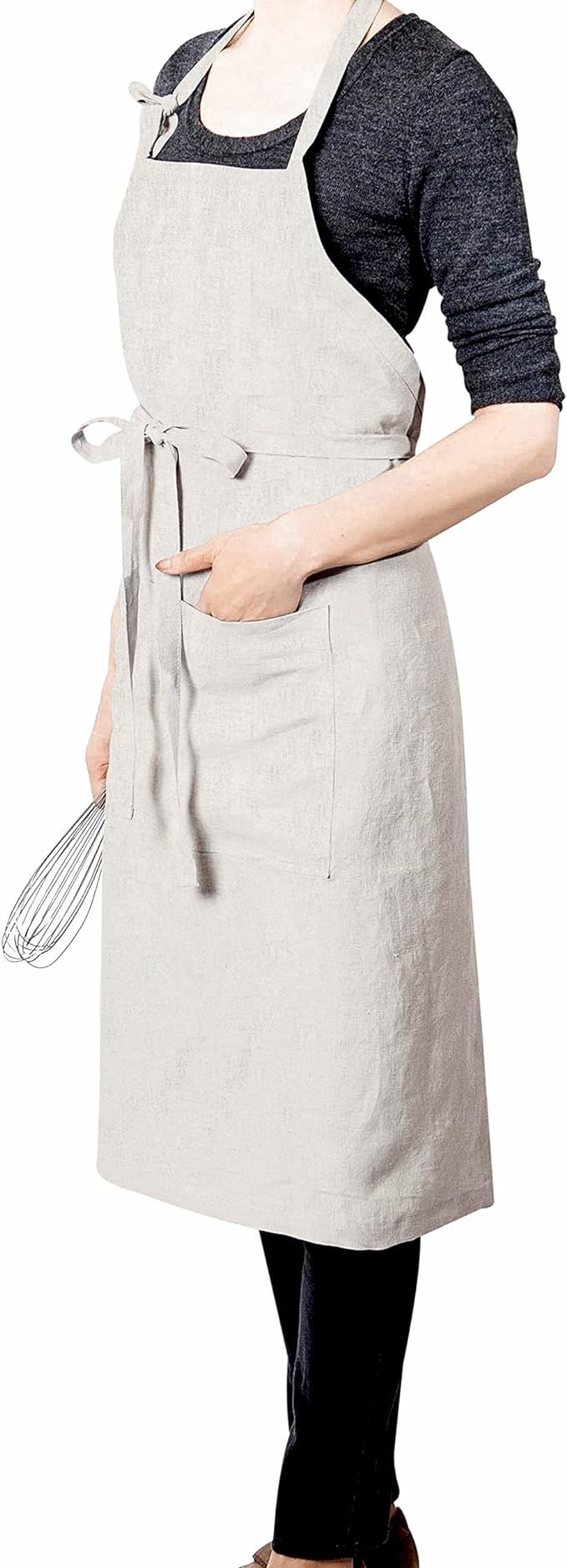 LK PureLife Stonewashed 100% French Linen Apron-Adjustable with Pockets for Women Men-Natural Lin... | Amazon (US)