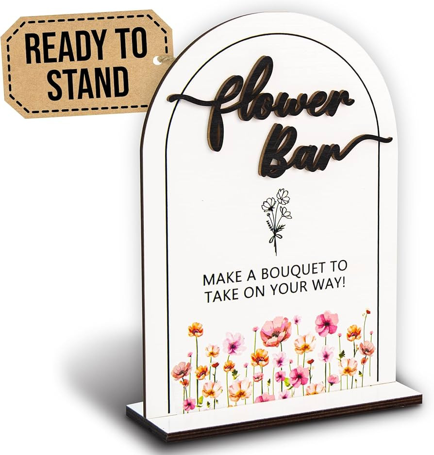 Wooden Flower Bar Sign Bridal Shower Decor - Bloom Bar Sign Wedding Accessories For Reception, Bl... | Amazon (US)