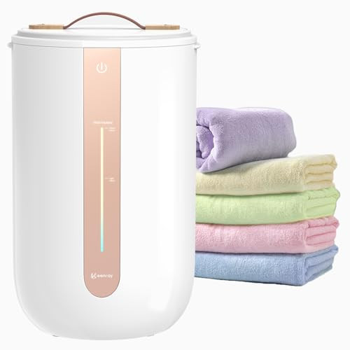Keenray Towel Warmer for Bathroom, Towel Warmer Bucket with Heating Progress Bar, Fragrance Disc Holder, Leather Handle, Auto Shut-Off Towel Bucket Fits Up to Two 40" x 70" Towels, Blankets Champagne | Amazon (US)