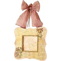 Photo Frame Blush Pink Bow Angel Decoupage Scalloped Damask Wood Rhinestones Lace Wall Decor Nursery | Etsy (US)