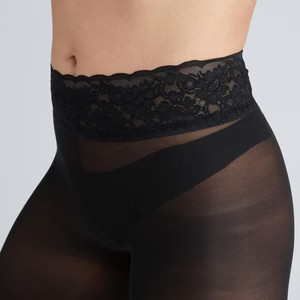 Semi-Opaque Tights In Black With Comfortable Low Rise Luxe Waistband | Hipstik Legwear